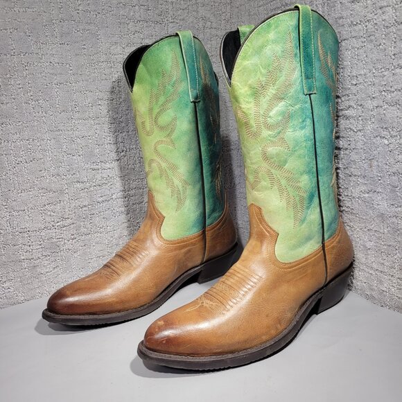 Masterson RBC824 Men's Size 14 EW US Brown Green Leather Pull on Western Boots - Picture 6 of 11